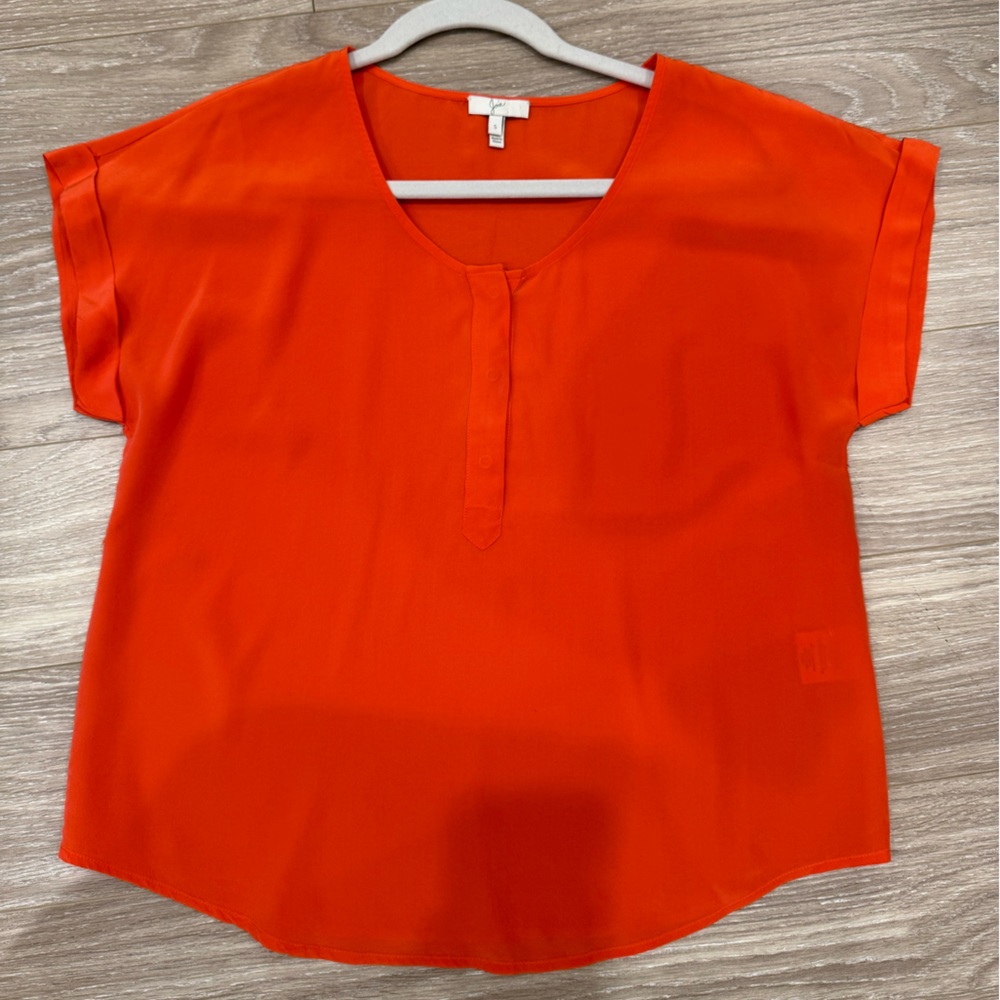 Joie Orange Short Sleeve Blouse